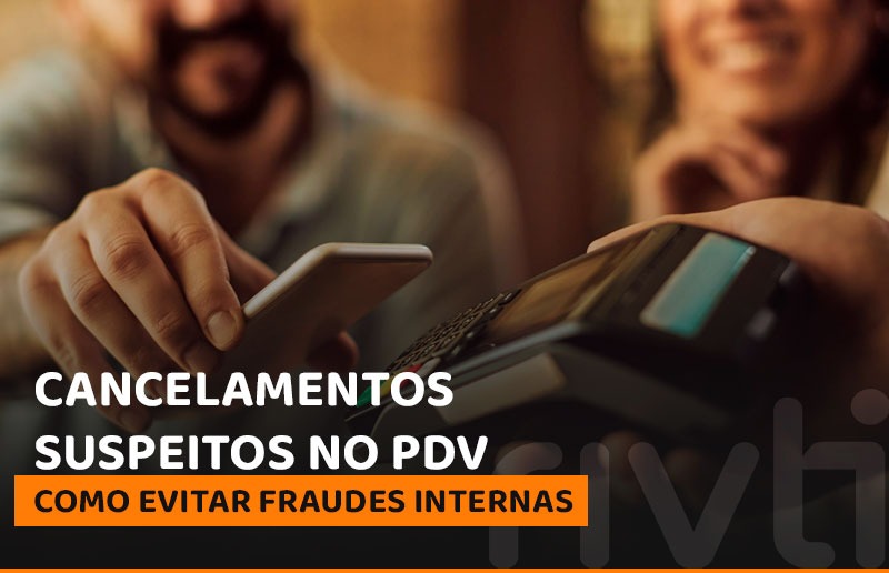Sistema de PDV em bar ou restaurante mostrando cancelamento de pedido, ilustrando riscos de fraudes internas na operação de caixa.