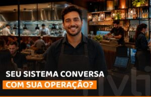 Imagem representando sistema para bares e restaurantes integrado à operação, conectando atendimento, cozinha, bar, pagamentos e gestão em um ambiente dinâmico.