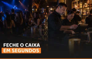 Supervisor e caixa conferem o fechamento em terminal PDV durante a operação de uma balada
